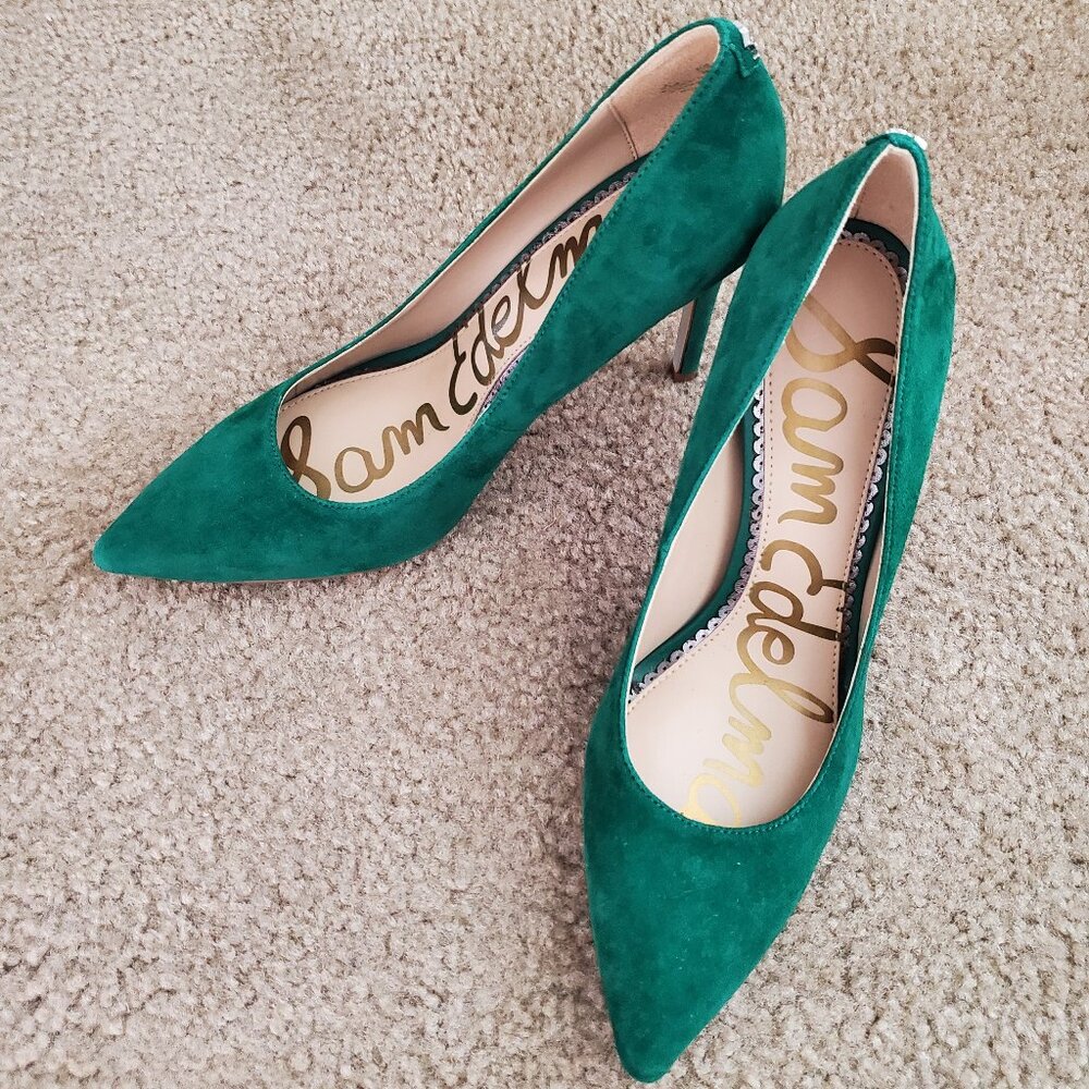 New Sam Edelman Point Toe Pumps size 6.5 in Spring Green Suede Leather